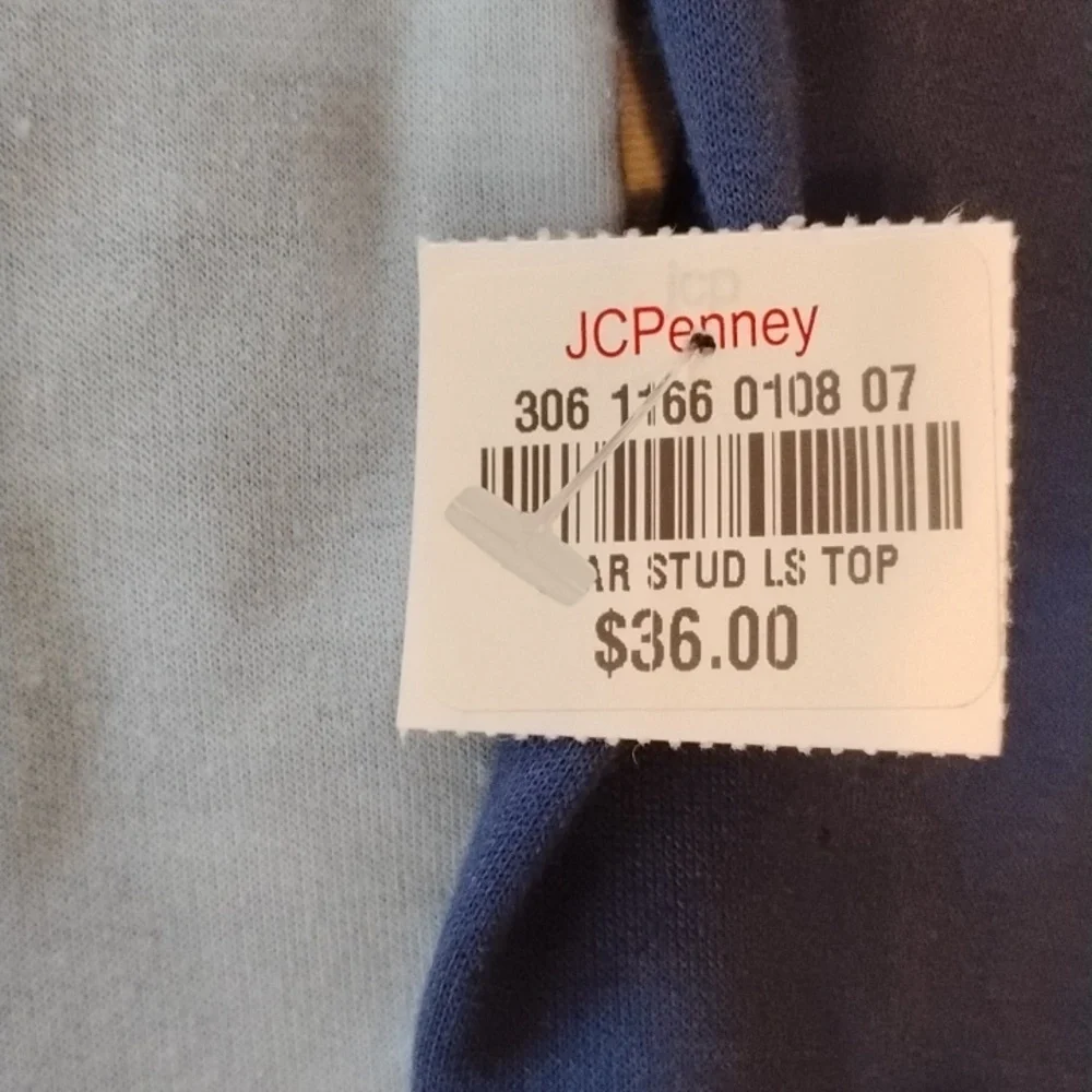 Knit Works Star Stud Blue & Gray Blouse, Size: L 14, NWT